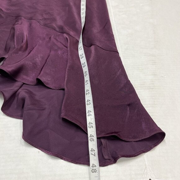 Allen Schwartz Slip Dress 4 Purple Satin Midi Asymmetrical Ruffle Fairy Prom Y2K - Picture 4 of 10